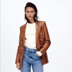 Zara Faux Leather Blazer (NWOT)
